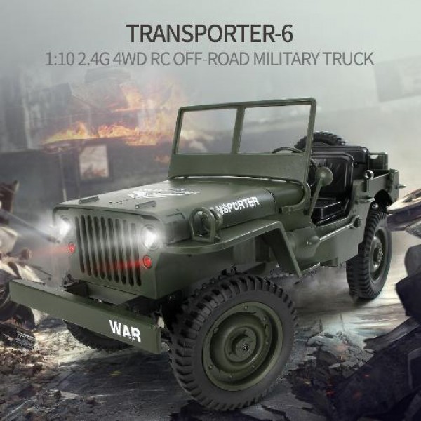 1: 10 full scale climbing car, open simulation remote control car, front and rear LED lights, adjustable speed, light four-wheel cross-country 2.4G, fall resistant and crash resistant,