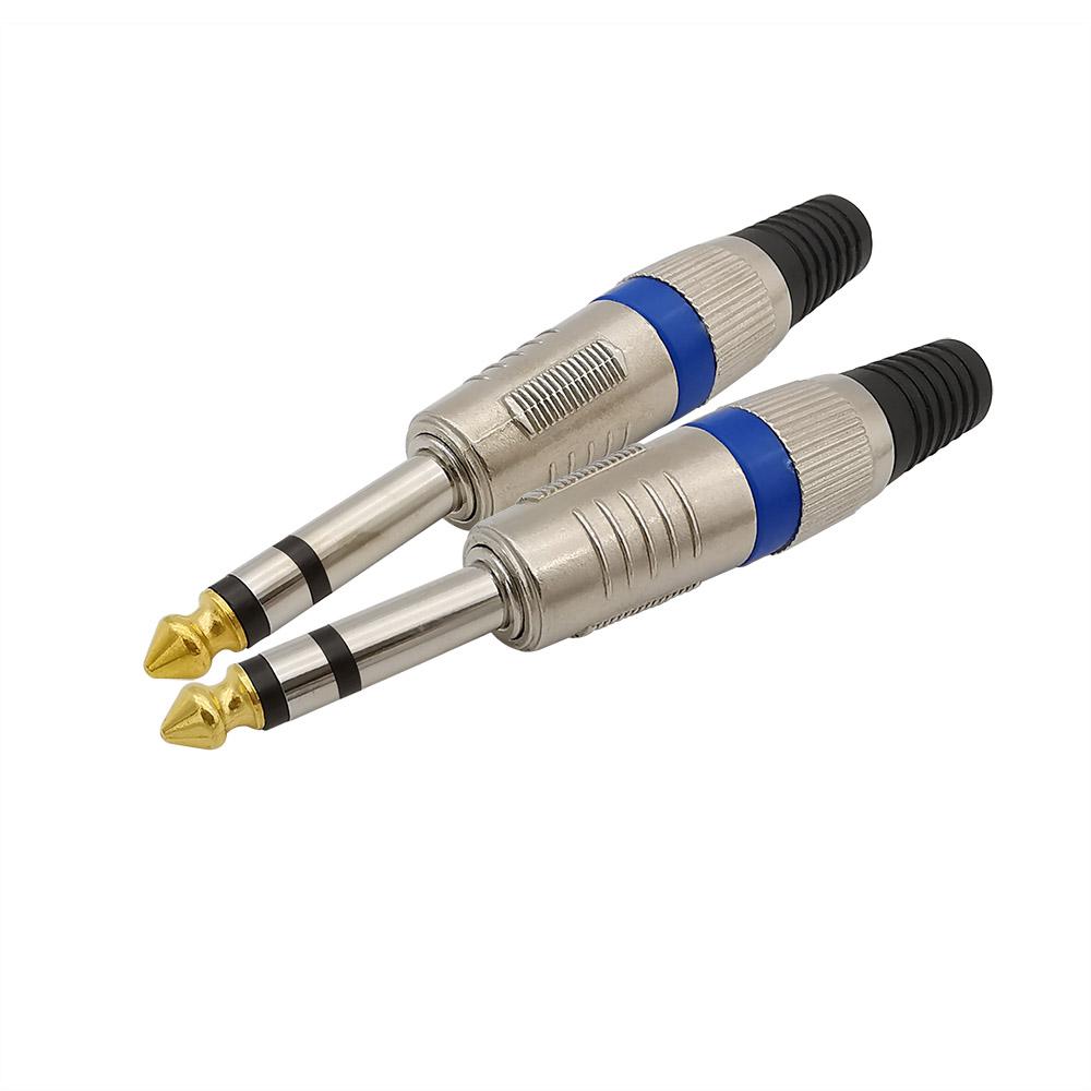 10Pcs 6.35mm 3 Pole Stereo Connector 6.35mm 1/4"Male Plug loudspeaker Mic Plug Sophomore Core Soldering Microphone Cable