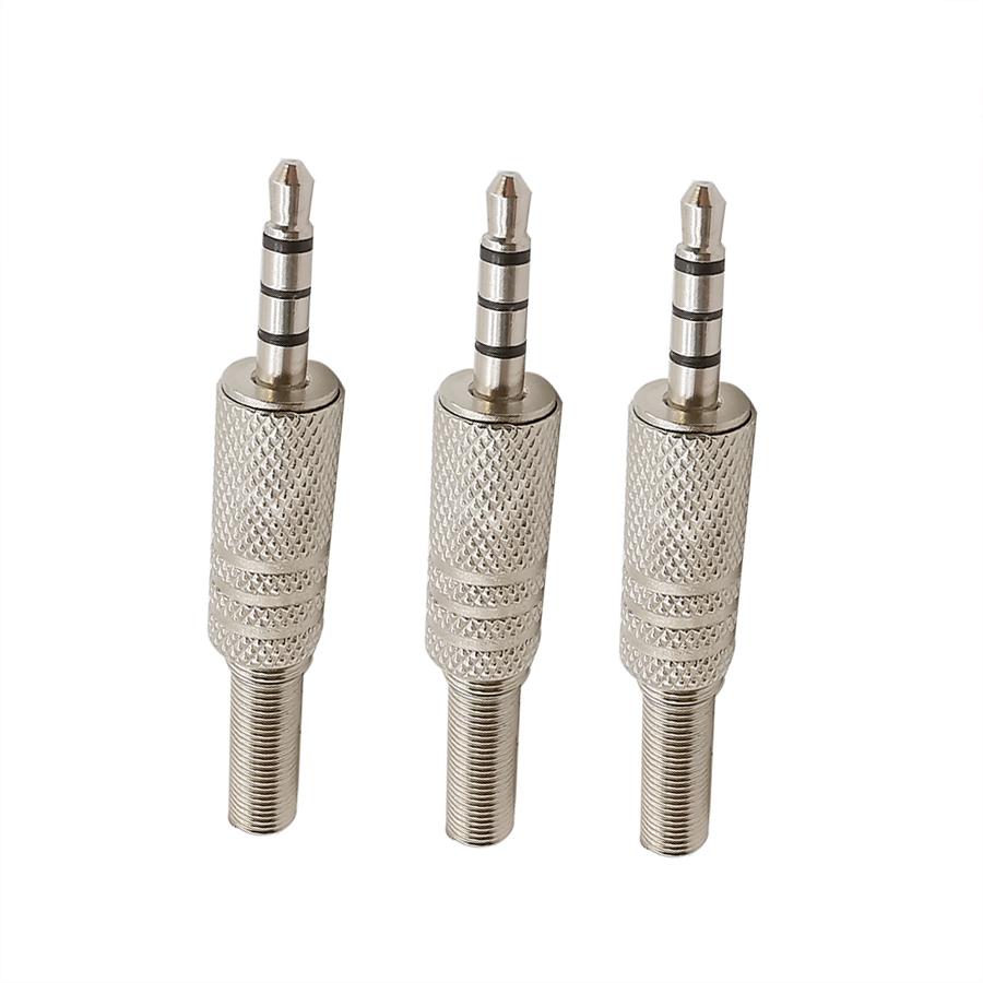 3Pcs 4 Pole 3.5mm Male Audio Jack Headphones Repair Plug Connector Soldering For Earphone Spring head TRS Stereo Adapter