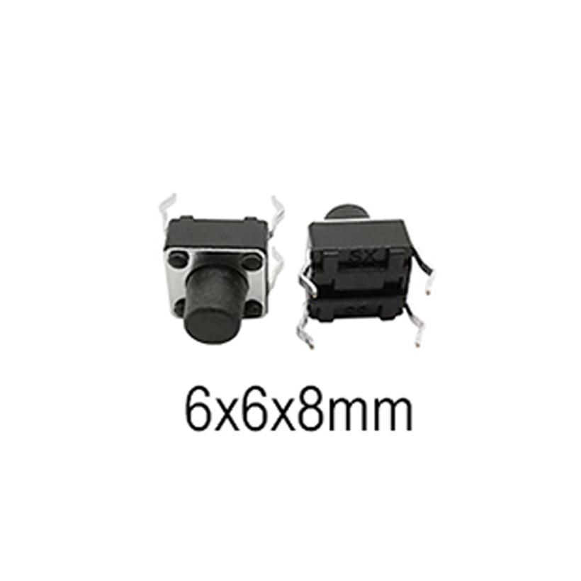 50PCS 8H 6x6mm Panel PCB Momentary 6.6*6*8MM Tact Switch 4pin plug in push switch 6X6 micro switch SMD Push Button Self-reset