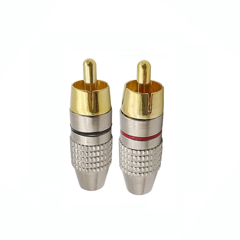10Pcs RCA Banana Plug Male Self-Locking Lotus Wire Connectors Balck+Red Gold Speaker Audio Adapter Kit Convertor for Coaxial