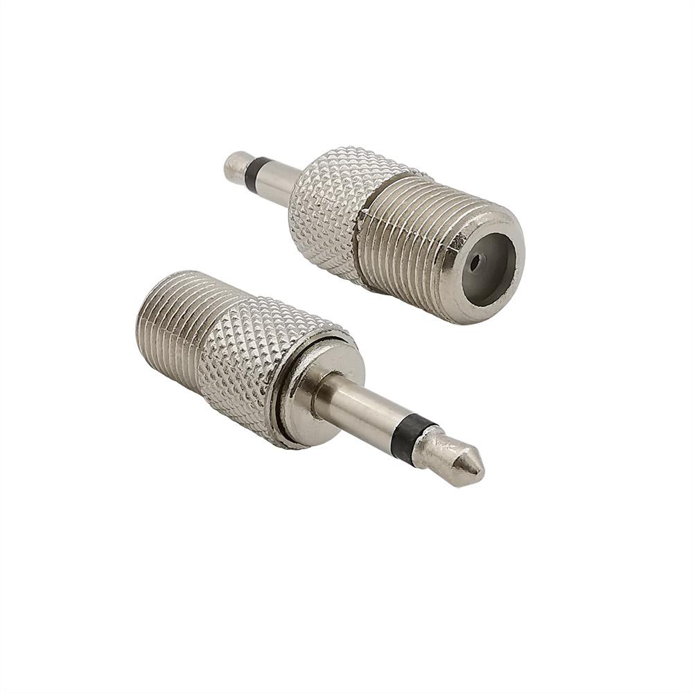 2Pcs RF coaxial coax adapter F to 3.5mm-2 connector F female to 3.5mm-2 male connector Mono Coaxial Cable Convert for FM antenna