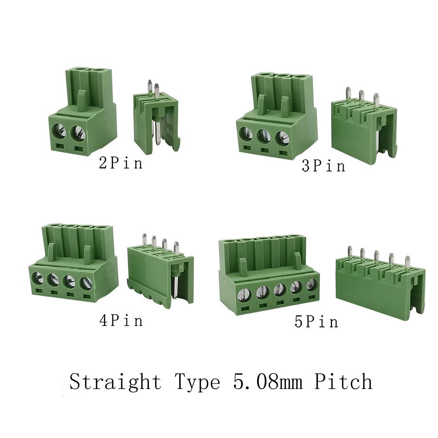 2EDG 5.08mm PCB Screw Terminal Block Connector 300V 10A 2EDG 5.08 Plug-in Straight Type PCB Terminals Wire Connector 2/3/4/5P