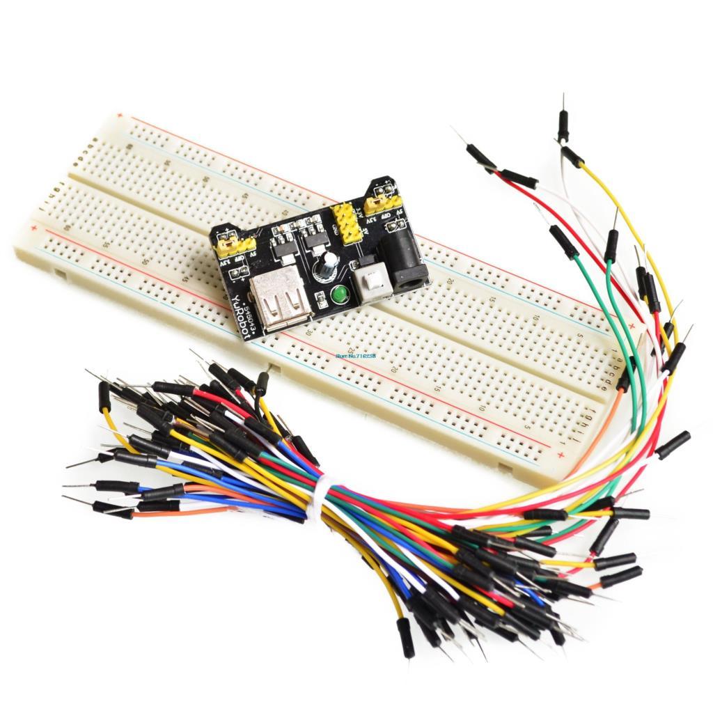 3.3V/5V MB102 Breadboard power module+MB-102 830 points Solderless Prototype Bread board kit +65 Flexible jumper wires wholesale