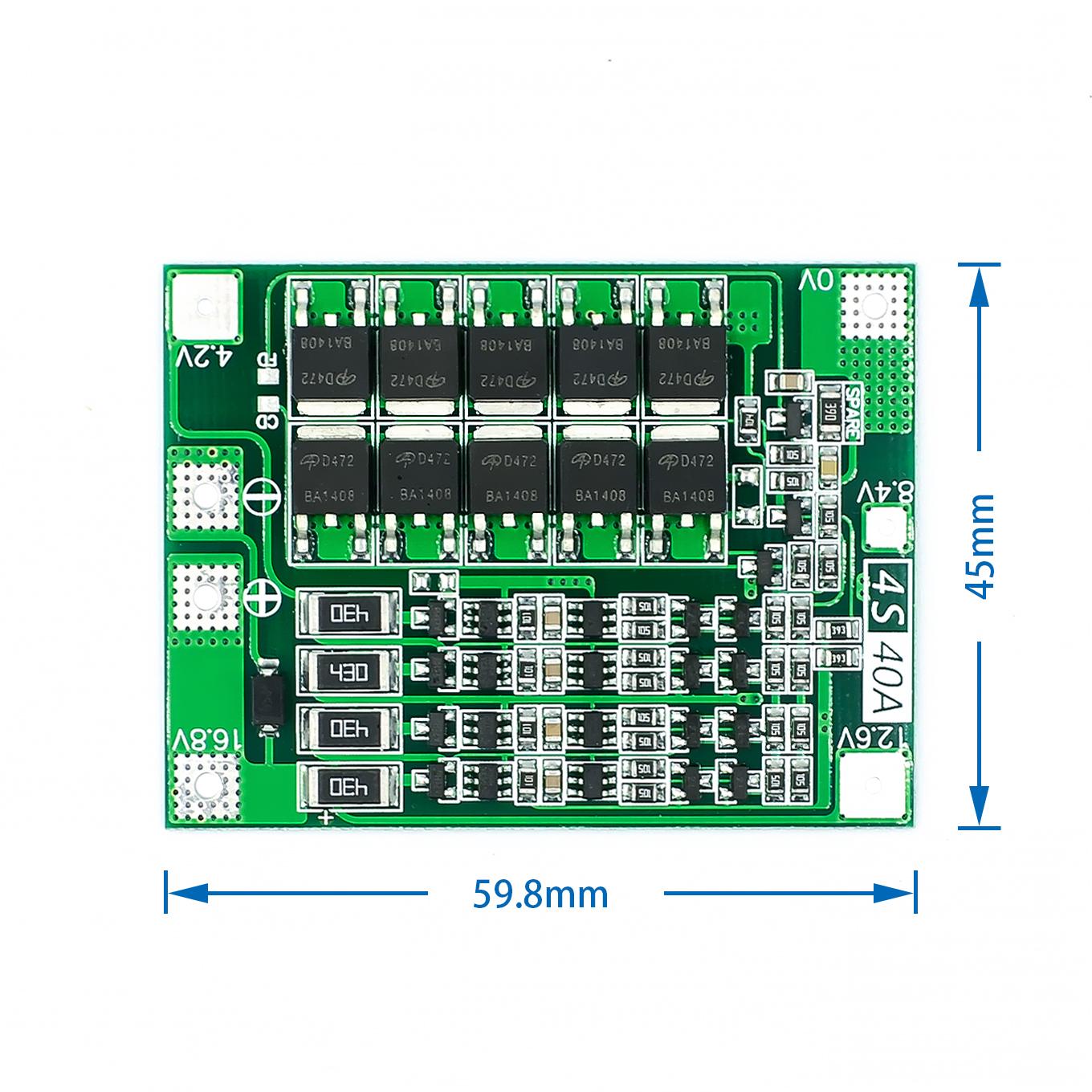 4S 40A Li-ion Lithium Battery 18650 Charger PCB BMS Protection Board with Balance For Drill Motor 14.8V 16.8V Lipo Cell Module