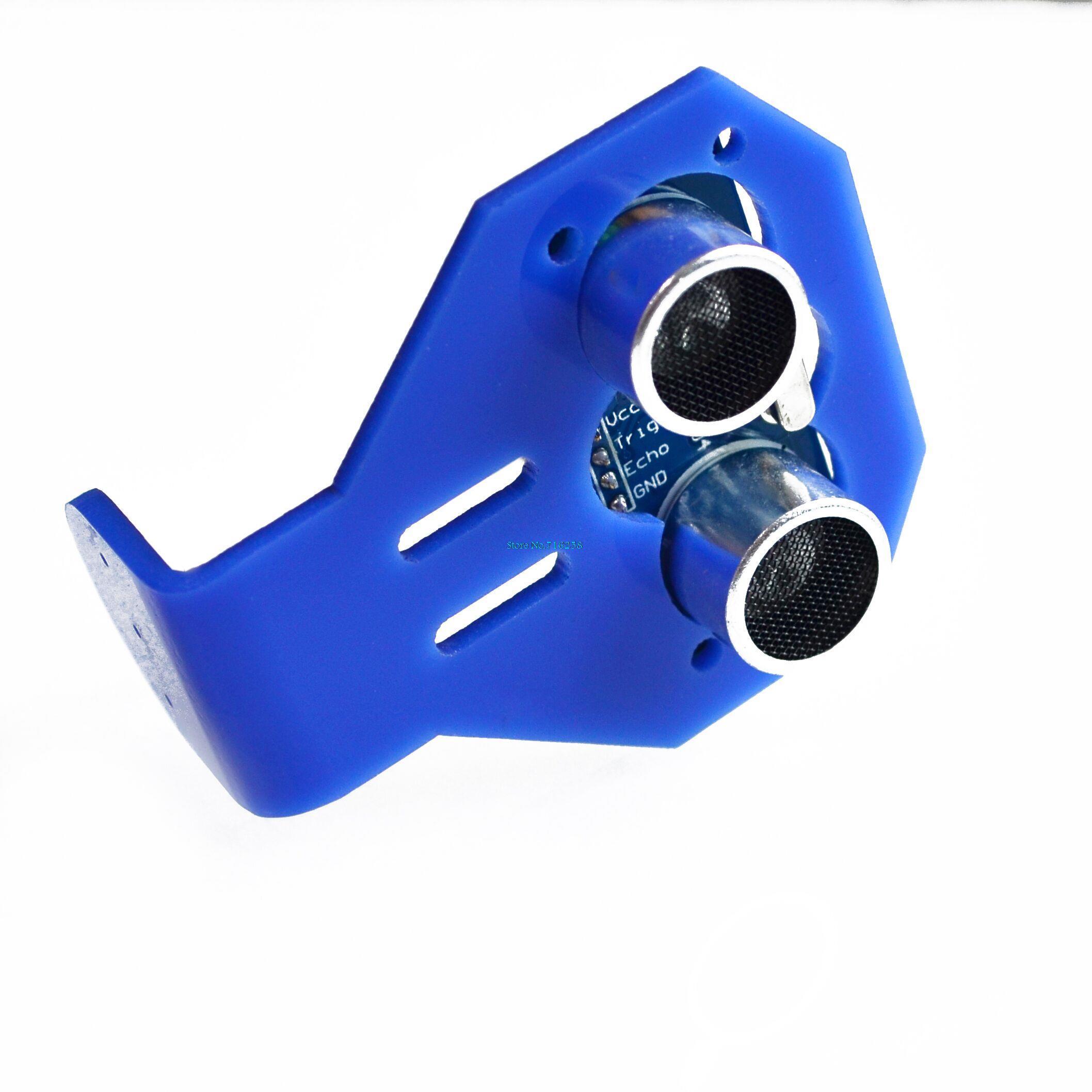 1lot=10pcs 5pcs HC-SR04 Ultrasonic Sensor + 5pcsCartoon Ultrasonic Sensor Mounting Bracket for Smart Car Red Blue Color