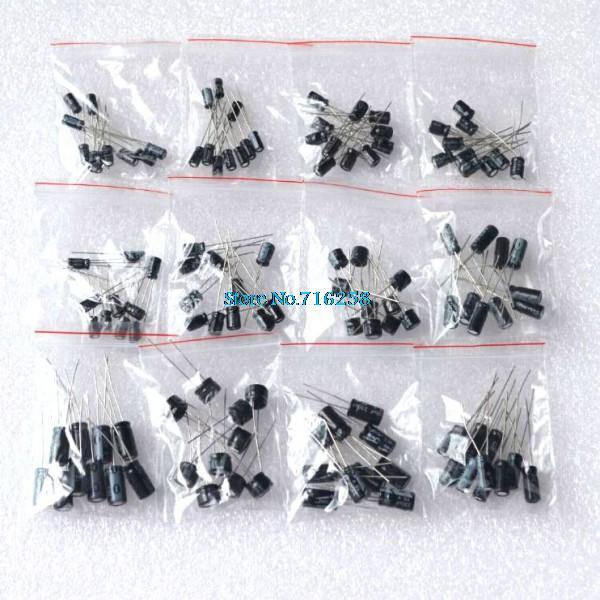 !! 120pcs 12 value 1uF-470uF Electrolytic Capacitor Kit1UF 2.2UF 3.3UF 4.7UF 10UF 22UF 33UF 47UF 100UF 220UF