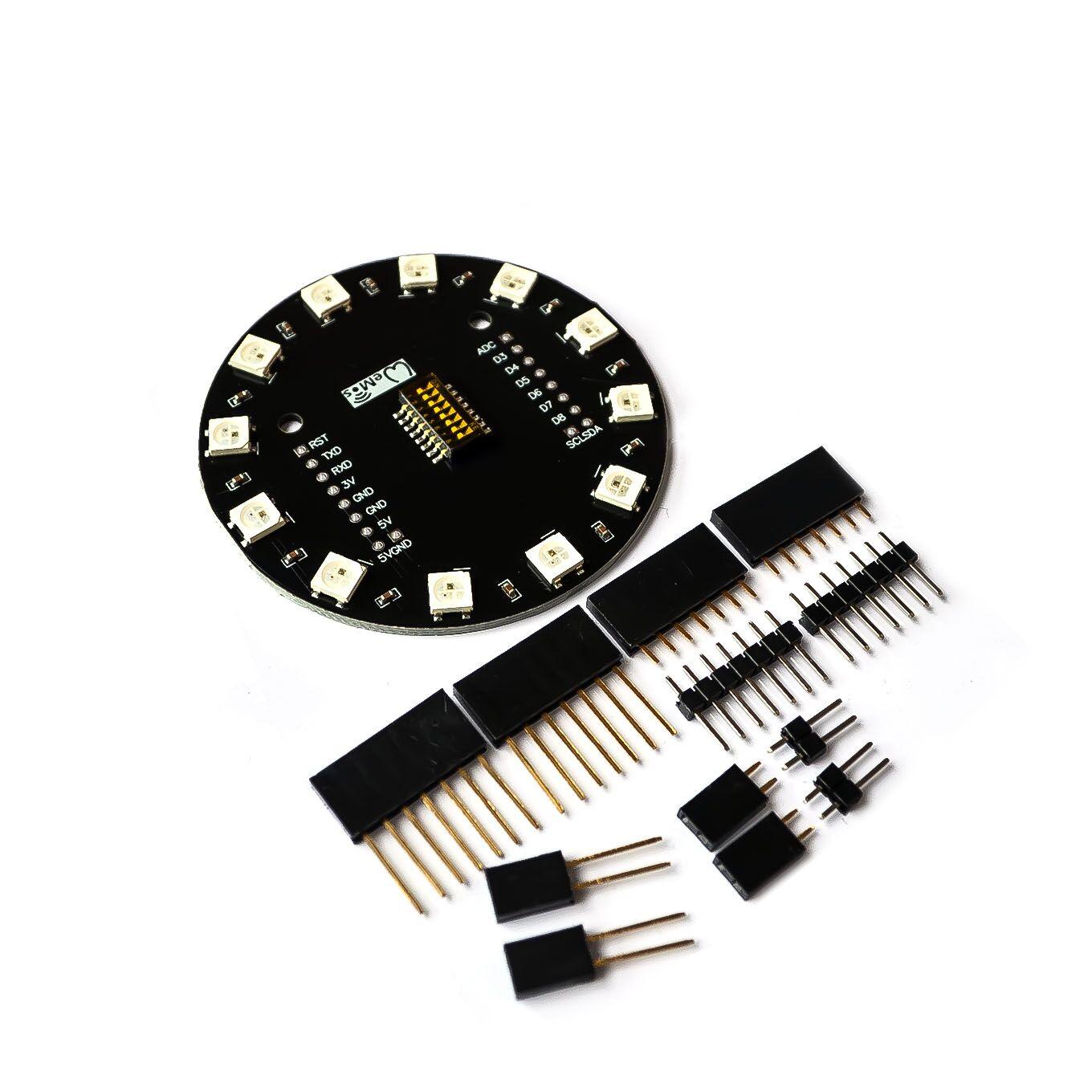 WEMOS 12 Bits WS2812B RGB LED Ring Lamp Light Built-in 12 Colorful LED for ESP8266