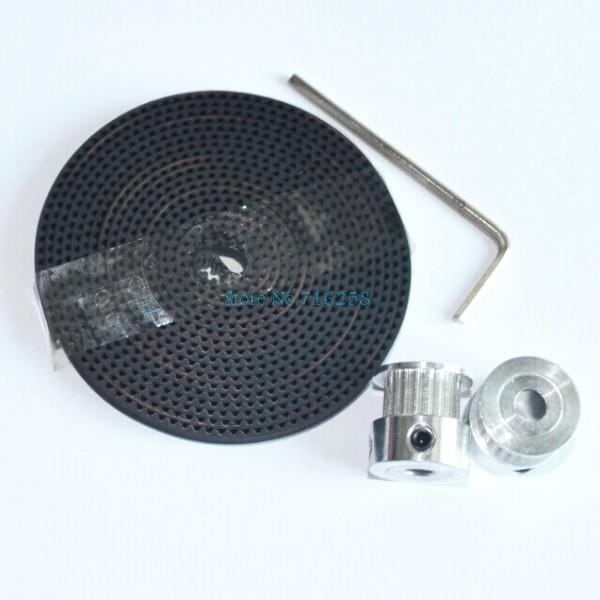 2Pcs 20-GT2-6 GT2 Pulley And 2m GT2-6mm Open GT2 Belt for 3D printer(4xM3 setscrews and 1xAllen Key)