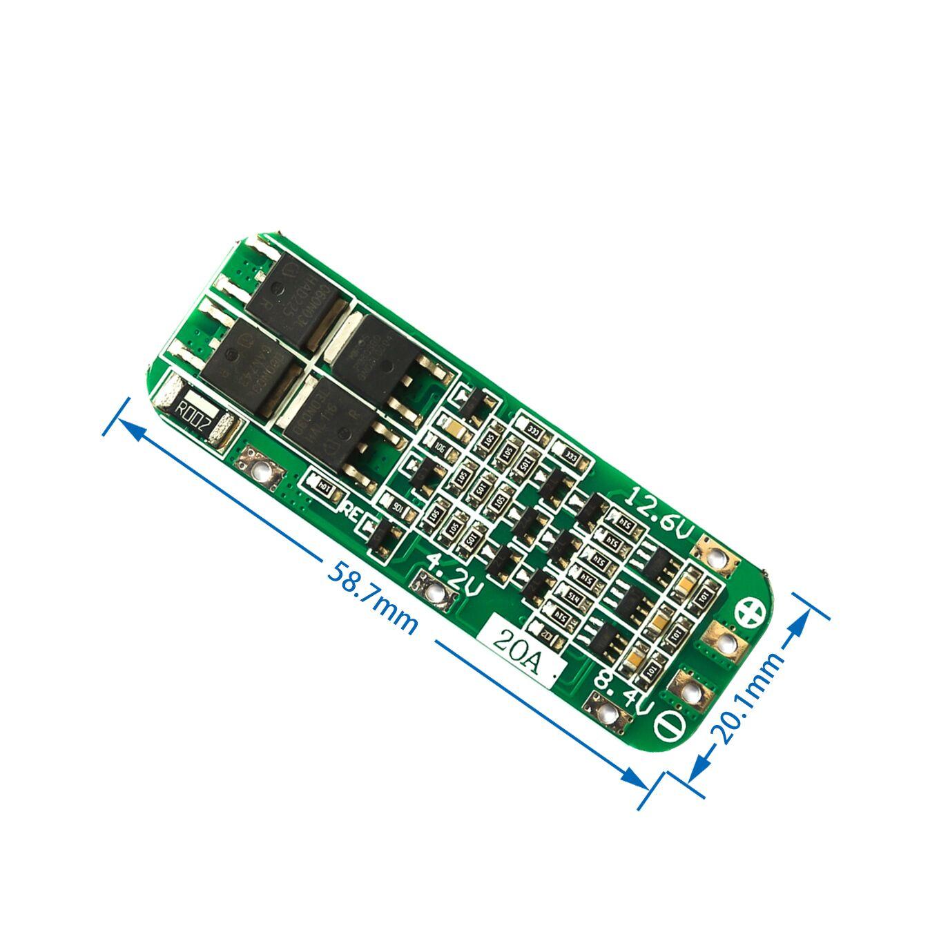 10PCS/LOT New Arrival 3S 20A Li-ion Lithium Battery 18650 Charger PCB BMS Protection Board 12.6V Cell 64x20x3.4mm Module