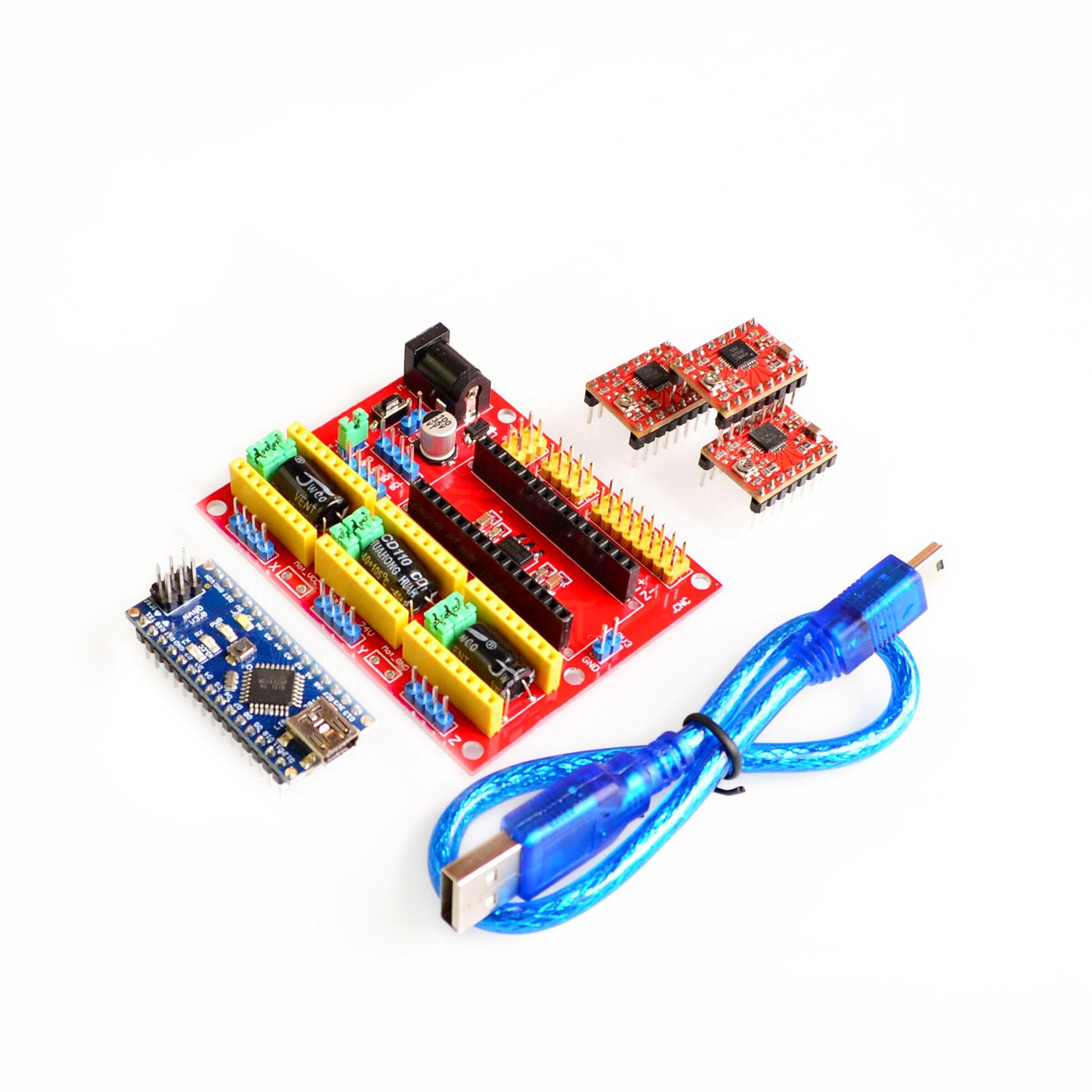 CNC shield V4 engraving machine 3D Printer+3pcs A4988 driver expansion board For Arduino NANO V3. 0 with USB cable nano 3.0